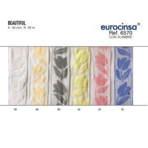 6570-Rollo CINTA BEAUTIFUL Anchos 40/60mm. 20m. CON ALAMBRE