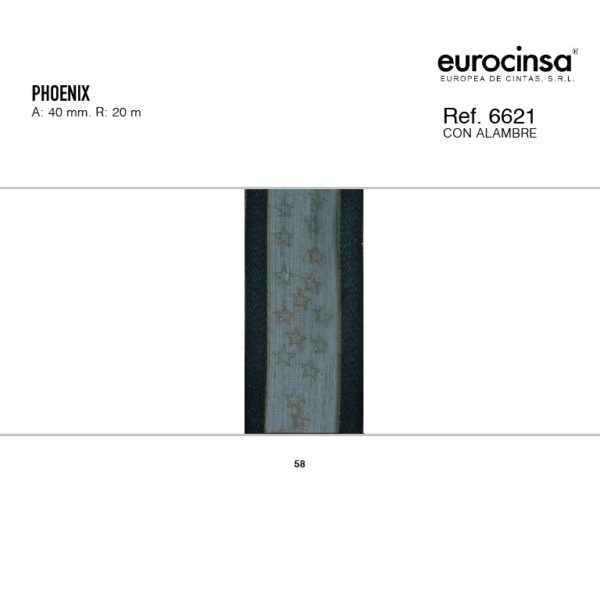 6621-Rollo CINTA PHOENIX Ancho 40/60mm. 20m. CON ALAMBRE