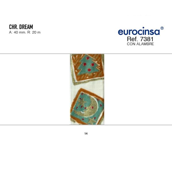 7381-Rollo CINTA XMAS DREAM Ancho 40mm. 20m. CON ALAMBRE