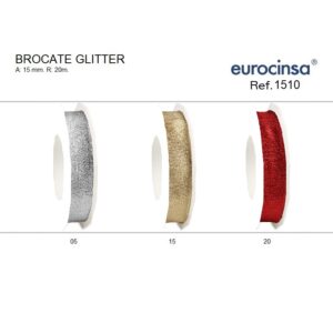 1510-Rollo CINTA BROCATE GLITTER A-15 mm. 20m. CON ALAMBRE