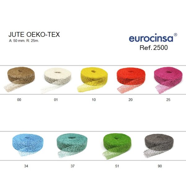2500-Rollo CINTA JUTE OEKO-TEX Ancho 50mm. 25m.