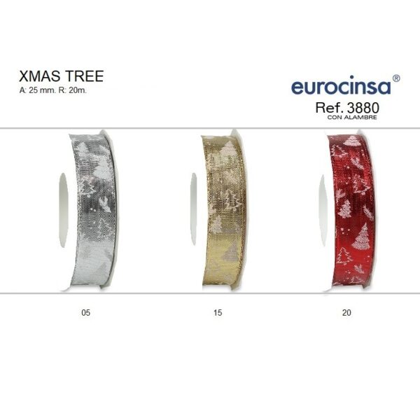 3880-Rollo CINTA XMAS TREE A-25 mm. 20m.