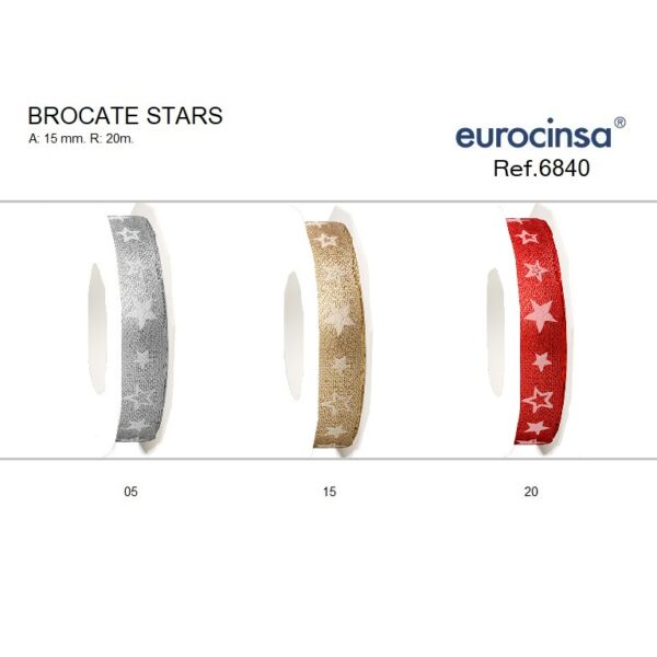 6840-Rollo CINTA BROCATE STARS A-15 mm. 20m.