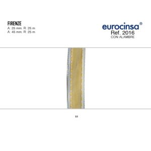 2016-Rollo CINTA FIRENZE Ancho 25mm. 25m. CON ALAMBRE