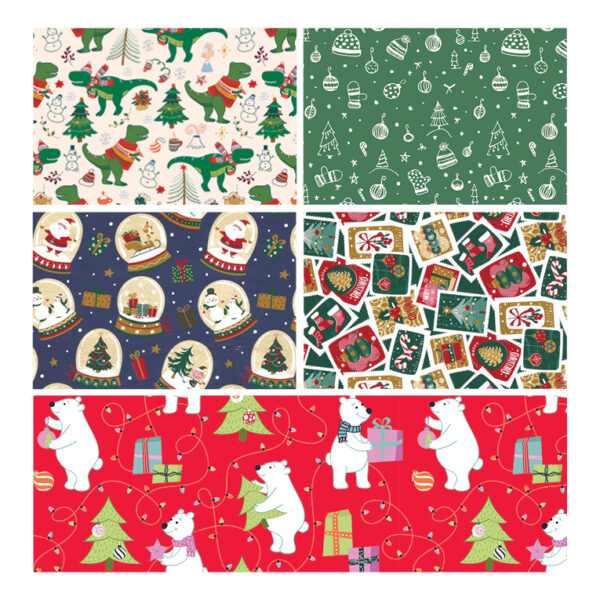 482012-Caja 25 ROLLITOS PAPEL FANTASÍA INFANTIL COLECCIÓN NAVIDAD 70cm. x 5m.