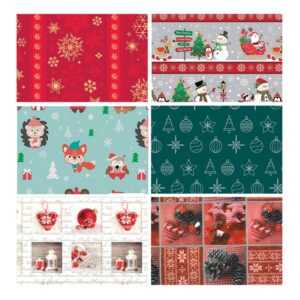 480018-Caja 60 ROLLITOS PAPEL FANTASIA NAVIDAD 70cm. x 2m. CON CARTONETTE