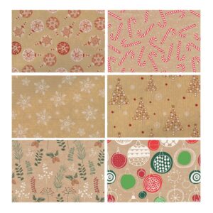 480019-Caja 60 ROLLITOS KRAFT OSCURO FANTASIA NAVIDAD 70cm. x 2m. CON CARTONETTE