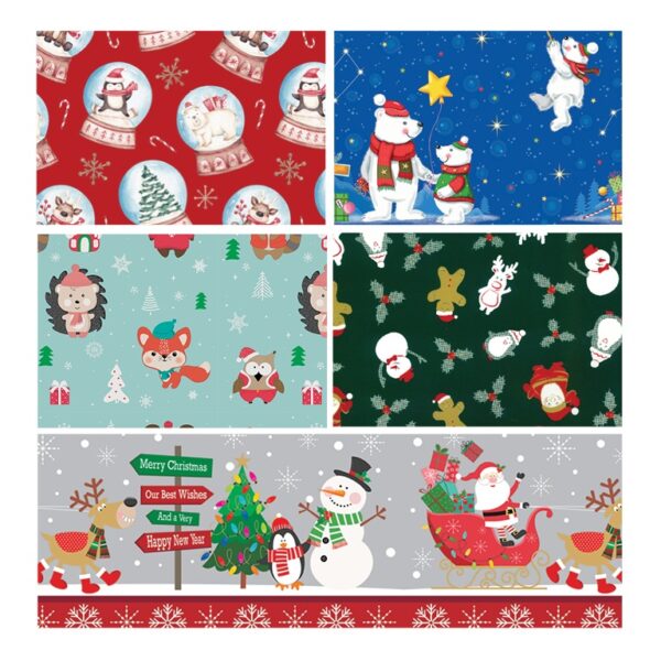 480022-Caja 25 ROLLITOS PAPEL FANTASIA INFANTIL NAVIDAD 70cm. x 5m. CON CARTONETTE