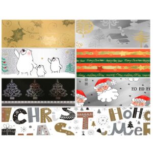 482037-Caja 55 ROLLITOS PAPEL FANTASÍA METALIZADO NAVIDAD 70cm. x 1,5m. CON CARTONETTE